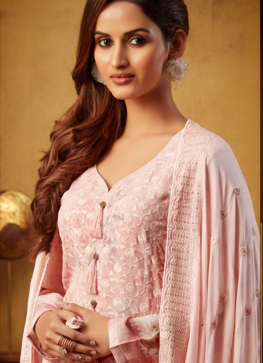 Samisha 2 By Hotlady 6221 Pink GeorgettePartywear Striaght Cut Suit