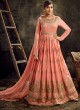 Sareena By Hotlady 7724 Peach Upada Silk Wedding War Gown Style Anarkali