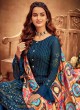 Suraiya By Hotlady 6171 Teal Blue Chinnon  ChiffonParty Wear Plazzo Suit