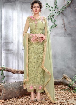 Pista Green Ceremony Net Straight Cut Suit Arshiya 5152 By HOTLADY SC/016076