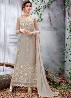 Light Grey Ceremony Net Straight Cut Suit Arshiya 5155 By HOTLADY SC/016079