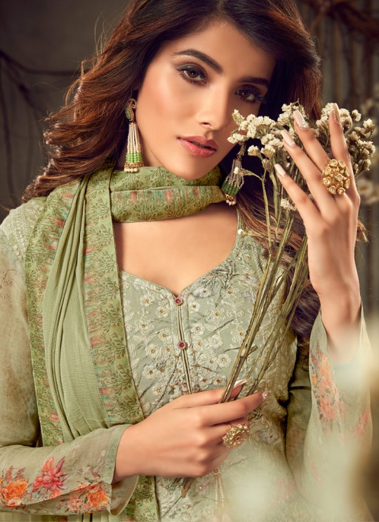 Fulkari Vol 3 By Hotlady 7181 Georgette Wedding Palazzo Suit In Green