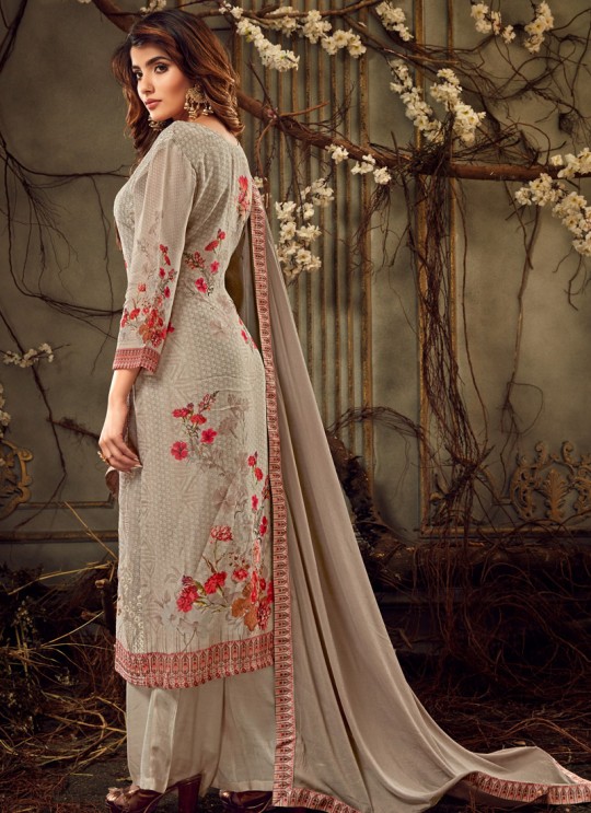 Fulkari Vol 4 By Hotlady 7181 Georgette Wedding Palazzo Suit In Beige