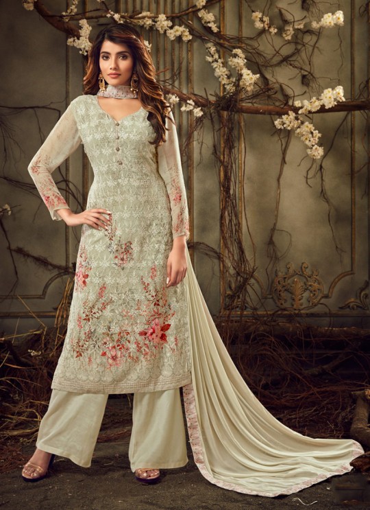 Fulkari Vol 8 By Hotlady 7181 Georgette Wedding Palazzo Suit In Light Green