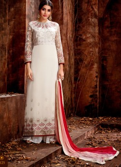 Off White Party Wear Georgette Straight Cut Suit Mishti 5125 By Hotlady SC/015920