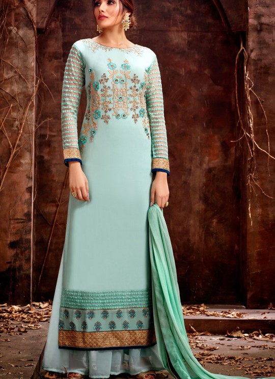 Blue Party Wear Georgette Straight Cut Suit Mishti 5127 By Hotlady SC/015922