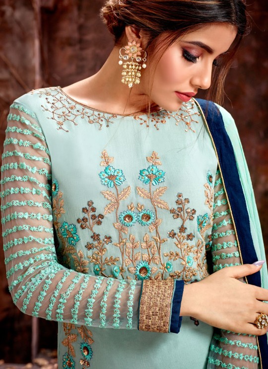 Blue Party Wear Georgette Straight Cut Suit Mishti 5127 By Hotlady SC/015922 Blue Party Wear Georgette Straight Cut Suit Mishti 5127 By Hotlady SC/015922