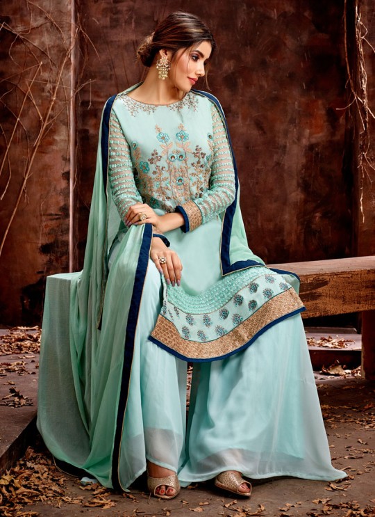 Blue Party Wear Georgette Straight Cut Suit Mishti 5127 By Hotlady SC/015922