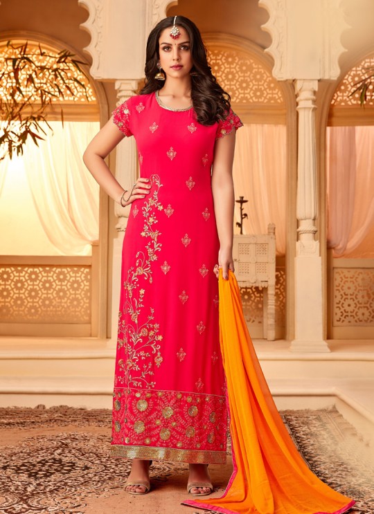 Pink Georgette Embroidered Party Wear Staraight Cut Suit Myra Vol 3 5112 By Hotlady SC/015354 Pink Georgette Embroidered Party Wear Staraight Cut Suit Myra Vol 3 5112 By Hotlady SC/015354