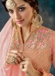 Peach Net Resham Embroidered Floor Length Anarkali Suit Gulnaaz 7072 By Hotlady SC/013719