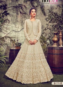 Beige Georgette Resham Embroidered Floor Length Anarkali Suit Misha NX 3776 By Hotlady SC/013347