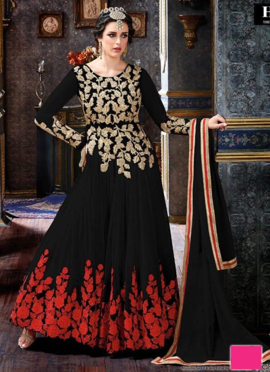 Black Net Resham Embroidered Floor Length Anarkali Suit Shaheeba 5771C Color By Hotlady SC/012997