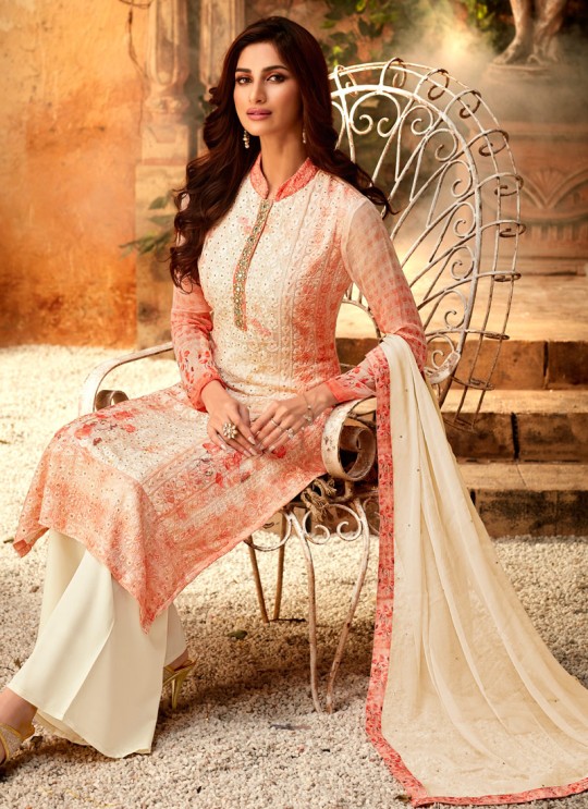 Orange Georgette Palazzo Style For Ceremony Fulkari 7172 By Hotlady SC/016351