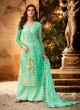 Sea Green Georgette Palazzo Style For Ceremony Fulkari 7173 By Hotlady SC/016352