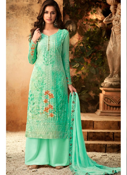 Sea Green Georgette Palazzo Style For Ceremony Fulkari 7173 By Hotlady SC/016352 Sea Green Georgette Palazzo Style For Ceremony Fulkari 7173 By Hotlady SC/016352