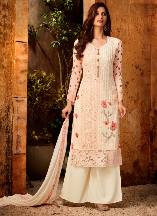 Peach Georgette Palazzo Style For Ceremony Fulkari 7174 By Hotlady SC/016353