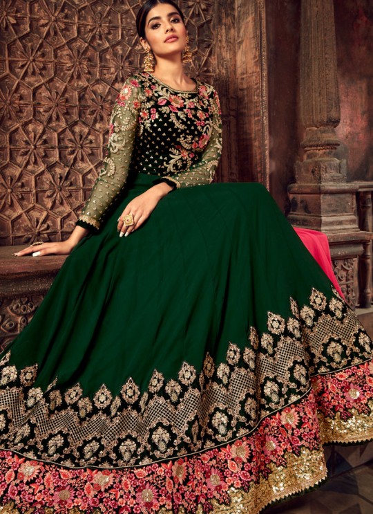Green Pure Georgette Anarkali Suit Nairaa 7713 By Hotlady SC-017436