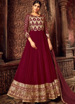 Maroon Floor Length Designer Anarkali Nairaa 7716 By Hotlady SC-017439