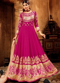 Pure Georgette Wedding Anarkali Churidar In Pink Color Nairaa 7714 By Hotlady SC-017437