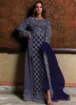 Blue Georgette Bridal Designer Suit IBRIZ IB01D By Kilruba SC/018467