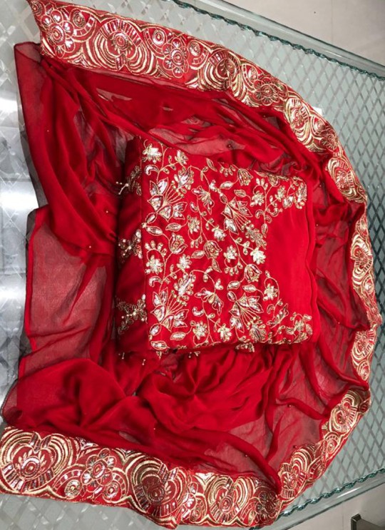 Red Georgette Bridal Designer Suit IBRIZ IB01A By Kilruba SC/018256