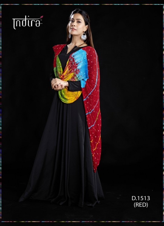 Multi Shaded Wrinkled Chiffon Festival Wear Dupatta Full Set Chunri 1501 By Indira Apparel SC/IAC1513