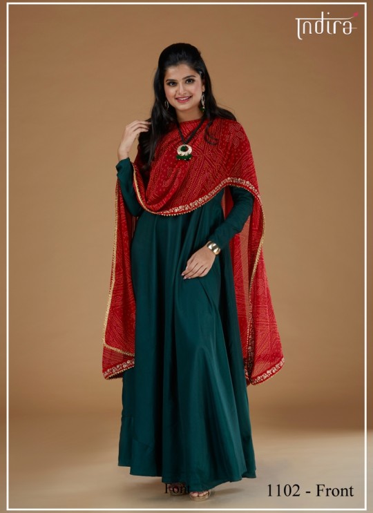 Tel Muslin Party Wear Gown Full Set Festival 1102 By Indira Apparel SC/IA1102