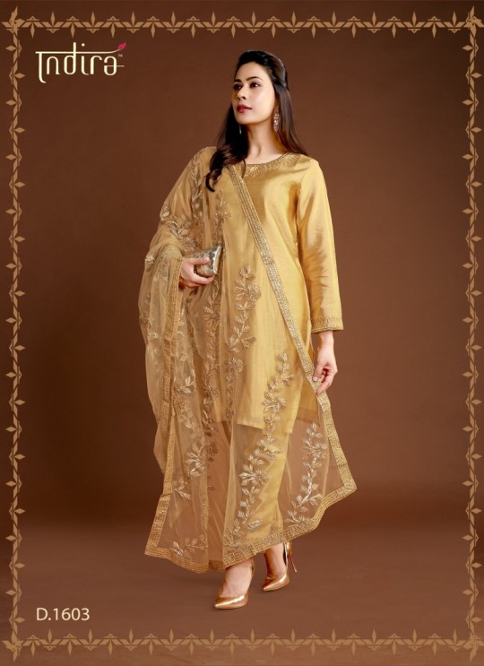 Gold Silk Party Wear Ready Made Suits Full Set Hayat Readymade 1603 By Indira Apparel SC/IA1603