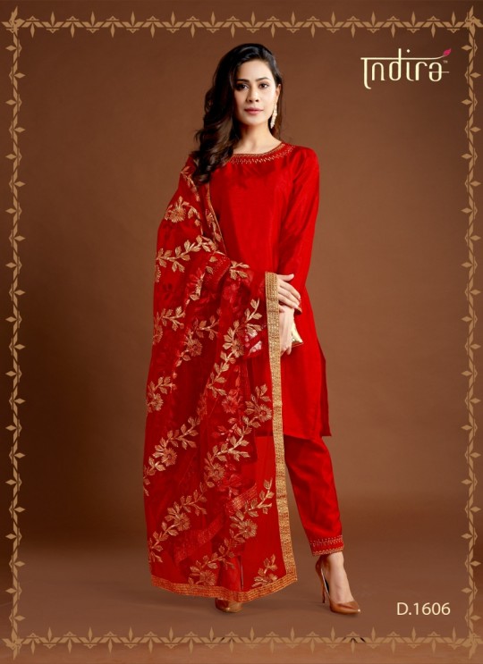 Red Silk Party Wear Ready Made Suits Full Set Hayat Readymade 1606 By Indira Apparel SC/IA1606