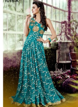 Green Crepe, Lawn Cotton Wedding Gown Floral 1016 Colors 1016A By Jinaam Dresses SC/000084