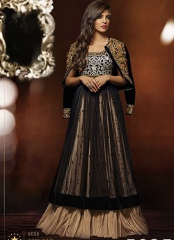 Black Georgette,Velvet Functions Party Heroine Lime Light 5035 By Jinaam Dresses SC/000169