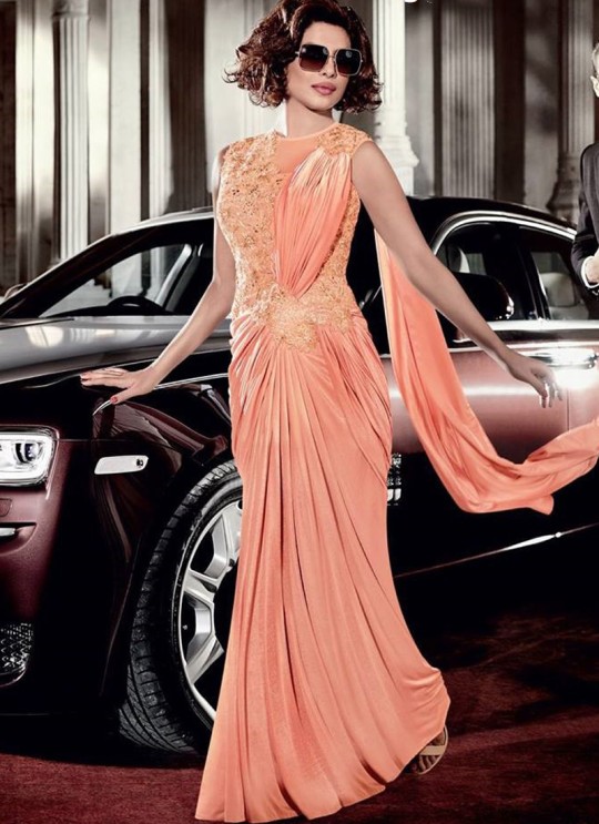 Priyanaka Chopra Peach Lycra Gown 5120C By Jinaam Dresses SC/001854