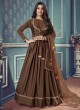 Brown Silk Embroidered Party Wear Floor Length Anarkali Kyra Vol 8 7030 By Kesari Trendz