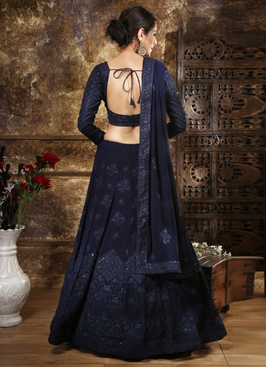 Neavy Blue Georgette Festive Lucknowi Designer Lehenga Bridesmaid Vol 2 Khushbu Fashion 1081