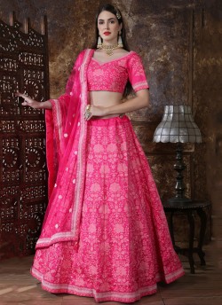 Pink Silk Festive Lucknowi Designer Lehenga Bridesmaid Vol 2 Khushbu Fashion 1082
