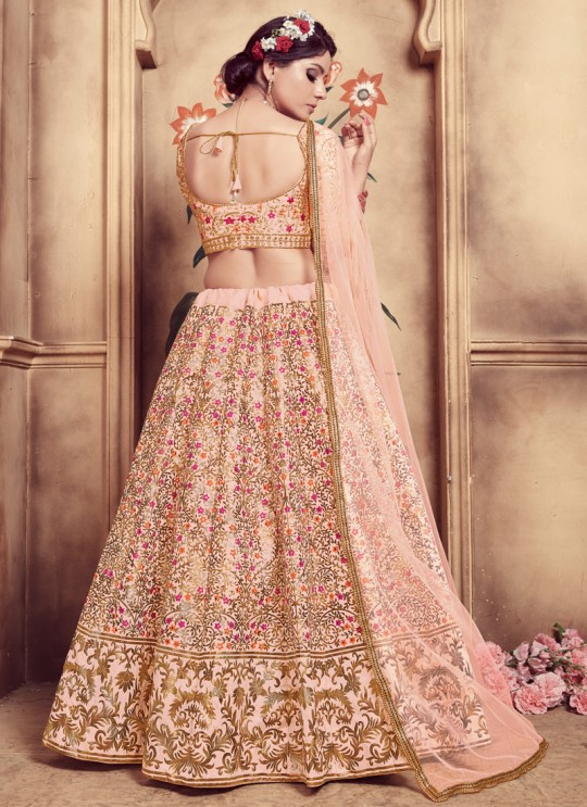 Peach Silk Designer A Line Lehenga Girly Vol 3 By Khushbu Fashion 1057