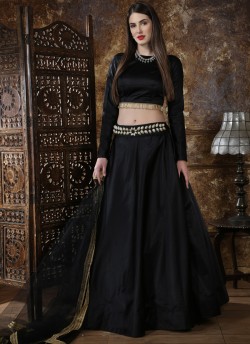 Black Taffeta Satin Party Wear Girls Lehenga Girly Vol 4 By Khushbu Fashion 1093