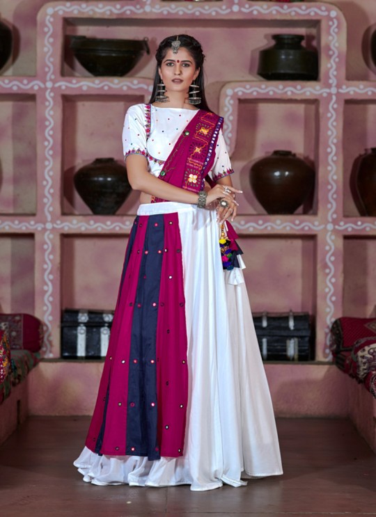 Raas Vol 1 By Khushbu Fashion 1061 White Cotton Navratri Chaniya Choli