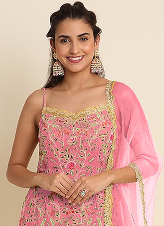 Pink Georgette Sharara Kameez KM-1002C