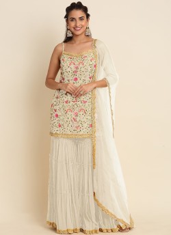 Off White Georgette Sharara Kameez KM-1002E