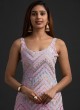 Purple Georgette Embroidered Sharara Kameez