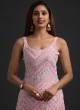 Pink Georgette Embroidered Sharara Kameez