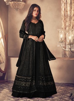 Black Georgette Eid Wear Anarkali Suit With Lehenga 122I