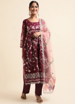 Wine Organza Pakistani Suit SC-019110