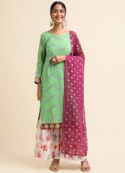 Green Faux Georgette Sharara Salwar Kameez SC-018901