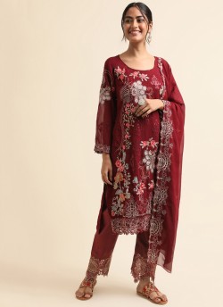 Maroon Faux Georgette Pakistani Suit SC-019771