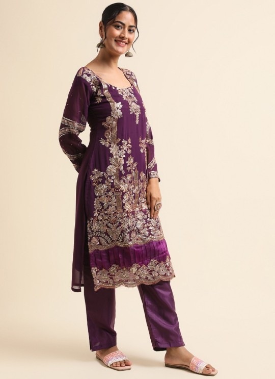 Purple Faux Georgette Pakistani Suit SC-019734