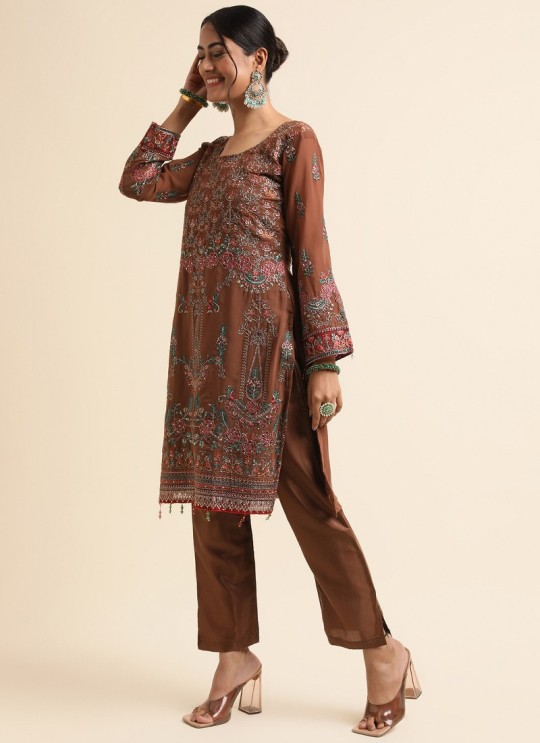 Brown Faux Georgette Pakistani Suit SC-019807