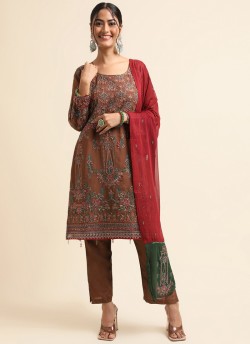 Brown Faux Georgette Pakistani Suit SC-019807