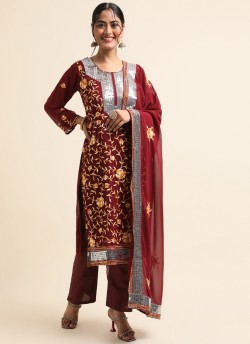 Maroon Faux Georgette Pakistani Suit SC-019599